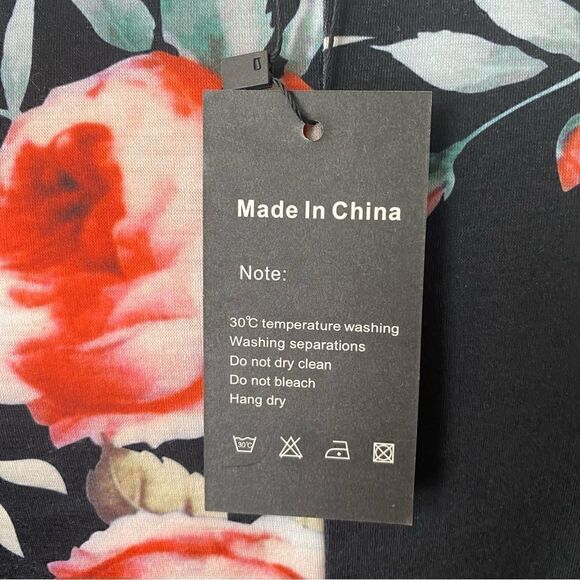 Women’s MEDIUM - Black Floral Dress - Baby Doll Style - Picture 11 of 13